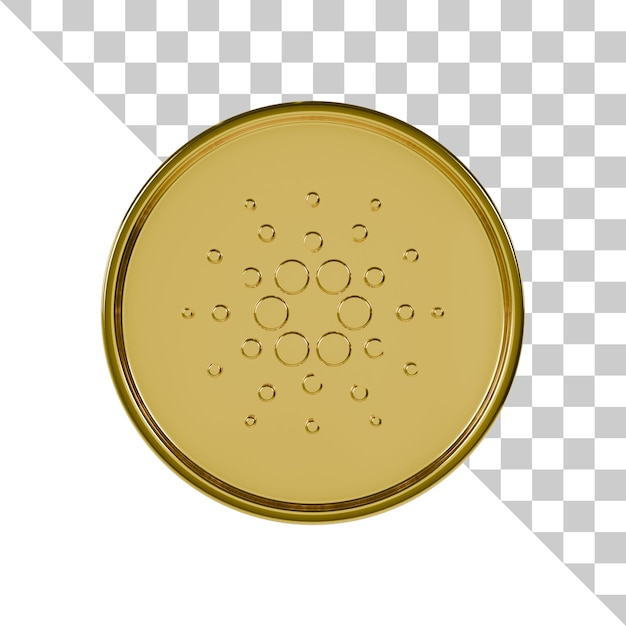 PSD cardano gold coin 3d icon