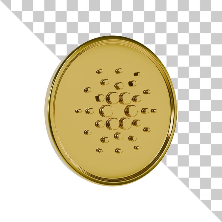 PSD cardano gold coin 3d icon
