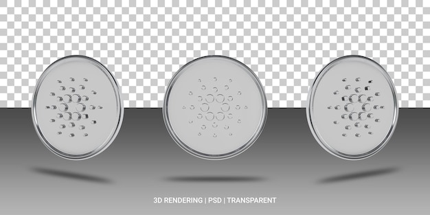 PSD cardano zilveren munt 3d-icoon