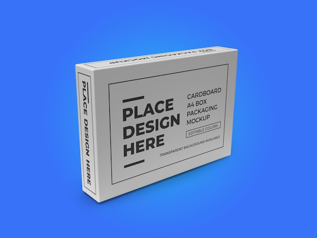 PSD cardboard a4 paper box mockup template psd