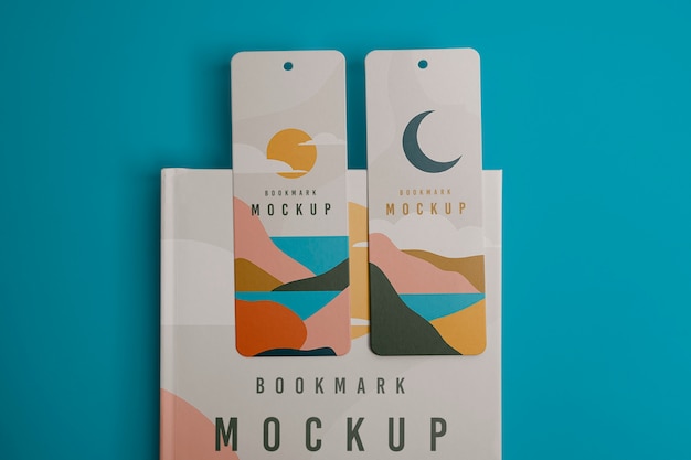 PSD cardboard bookmark with abstract design