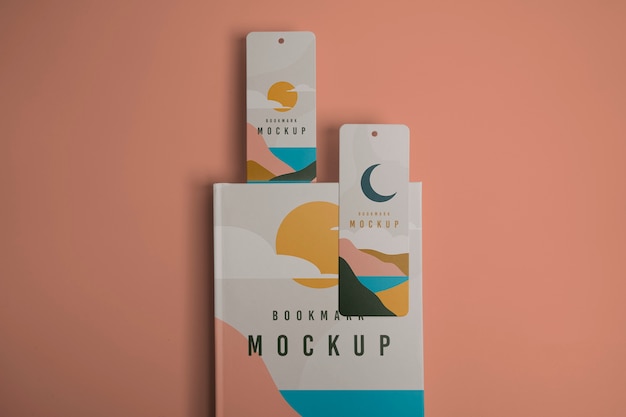 PSD cardboard bookmark with abstract design