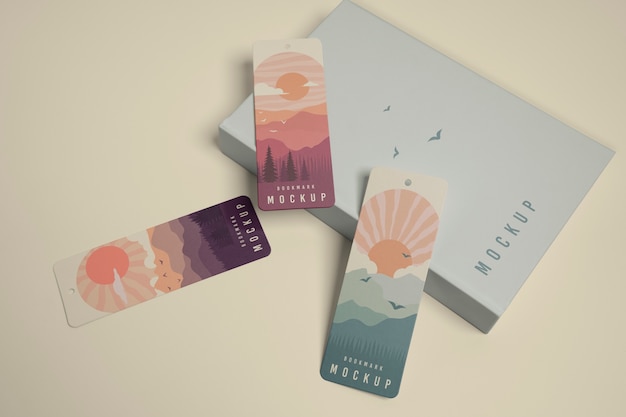 PSD cardboard bookmark with abstract design