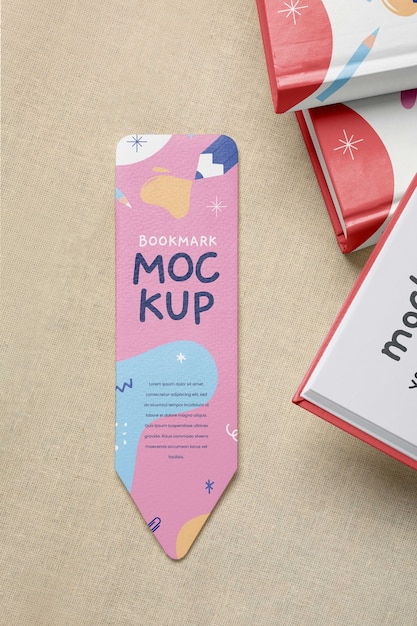 PSD cardboard bookmark with abstract design