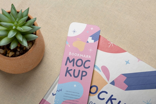 PSD cardboard bookmark with abstract design