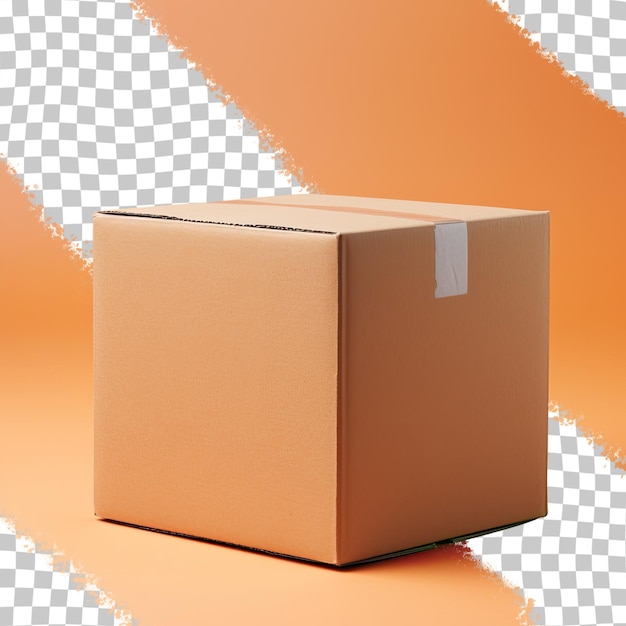 Cardboard box or brown paper box on a transparent background