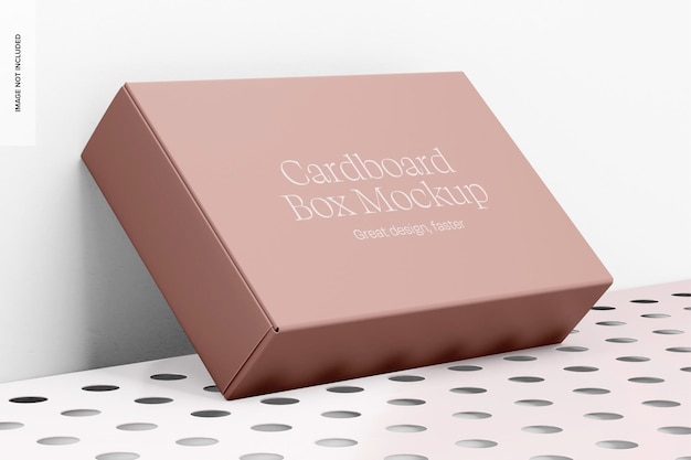 Cardboard Box on Metallic Panel Mockup Leaned