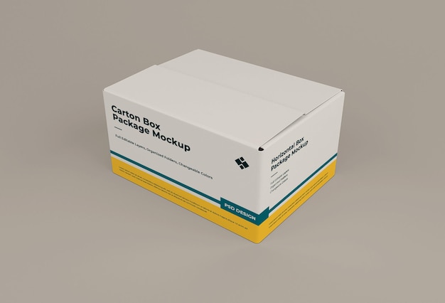 PSD cardboard box mockup isolated