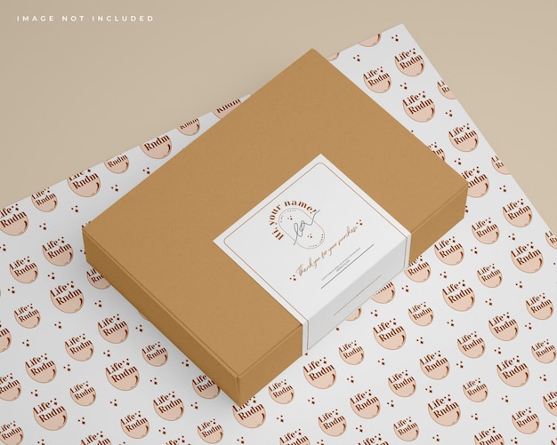 PSD confezione mockup in scatola di cartone con etichetta