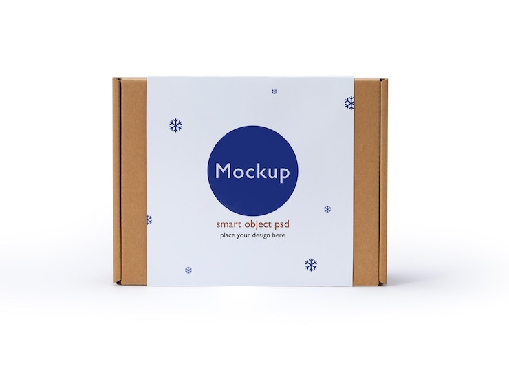 PSD cardboard box mockup with white cover