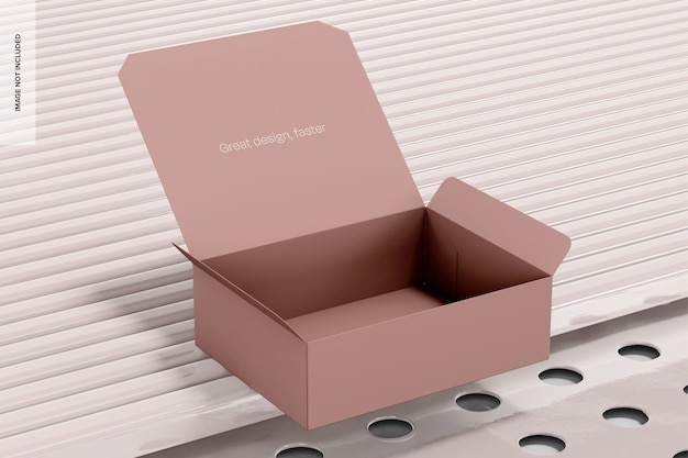 cardboard box with panels mockup opened