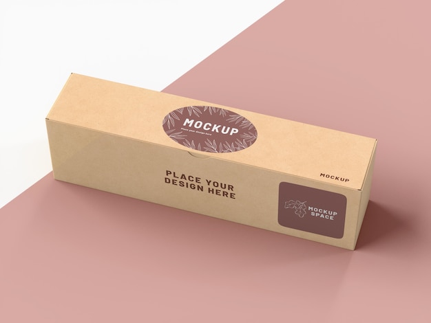 PSD cardboard box with sticker mock up