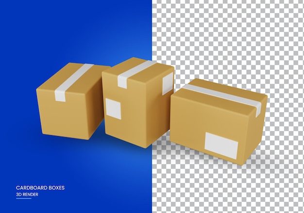 Cardboard boxes for delivery on a transparent background 3d render illustration