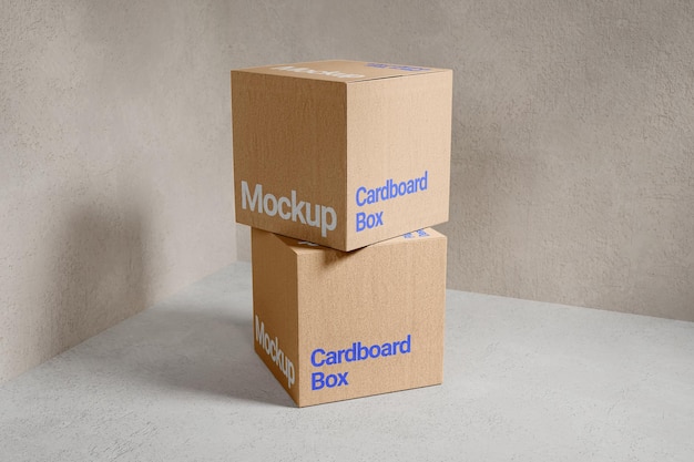 Cardboard Boxes Mockup Stacked