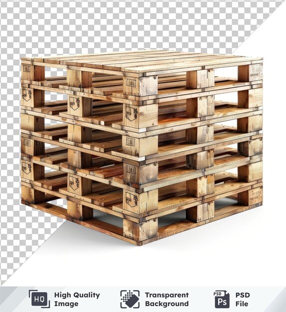 PSD scatole di cartone mockup pallet di legno su uno sfondo isolato