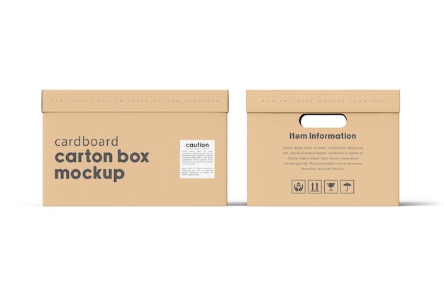 Cardboard brown carton box mockup 3d box