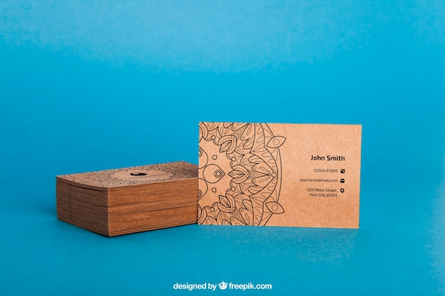 PSD cardboard business card mockup