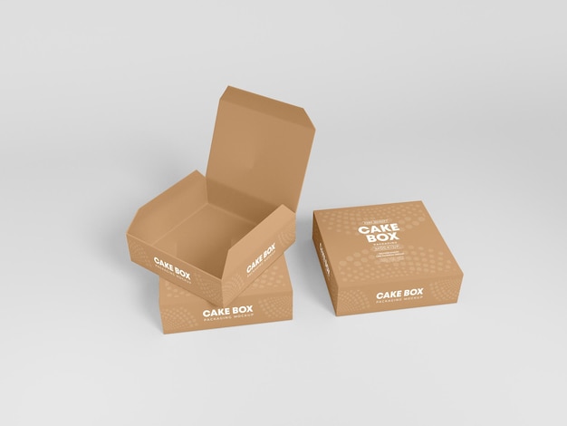 Cardboard Cake Box Packaging Mockup