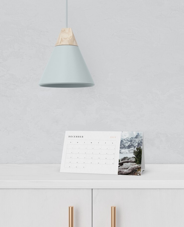 PSD cardboard calendat concept on cabinet