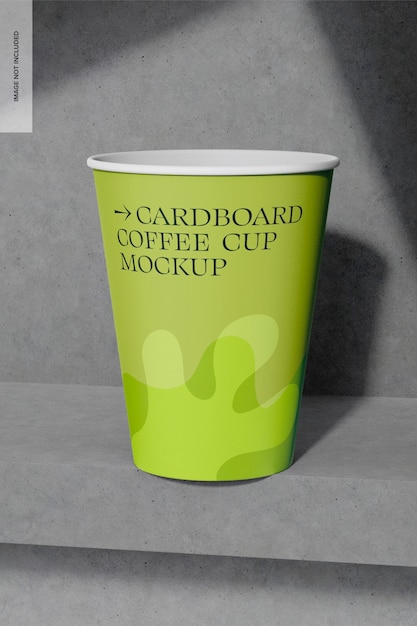 PSD cardboard coffee cup mockup, front view