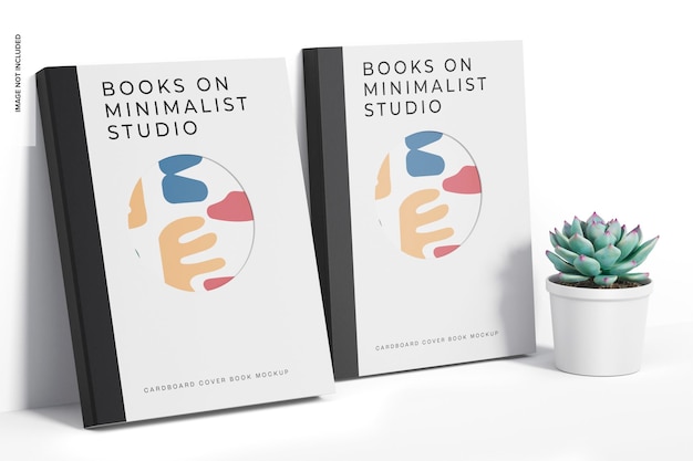 Cardboard Cover Books Mockup, Left View