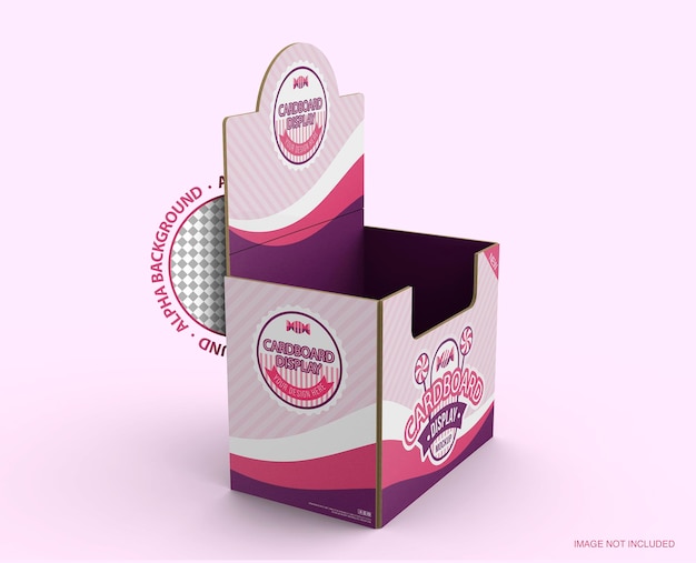Mockup di scatola espositiva in cartone per promozioni, vendite, pubblicità o branding.