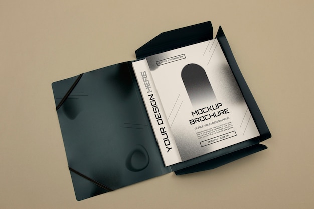 PSD cardboard folder with brochure mockup