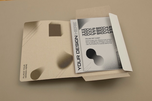 PSD cardboard folder with brochure mockup