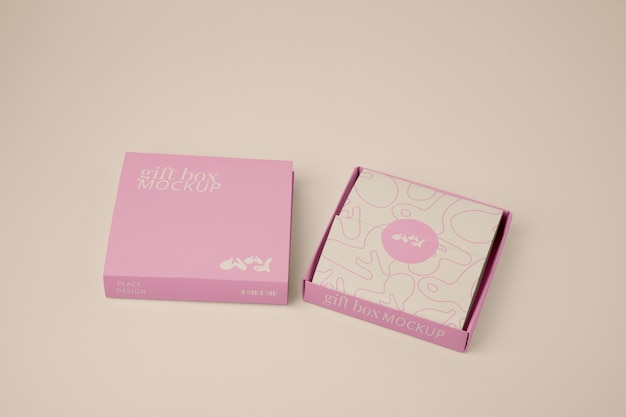 PSD design mock-up di scatola regalo in cartone