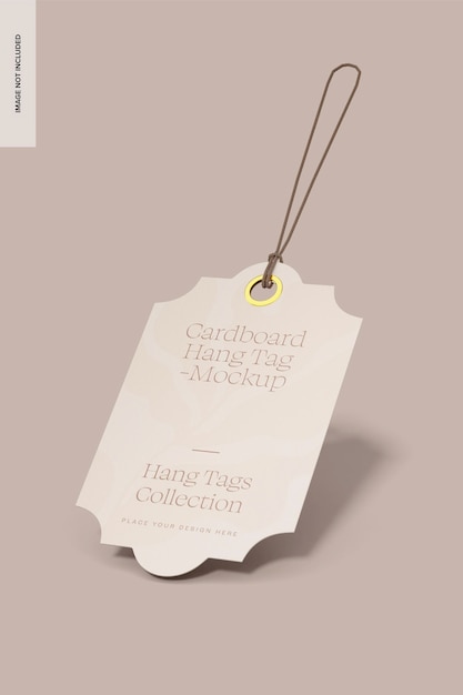 cardboard hang tag mockup, falling
