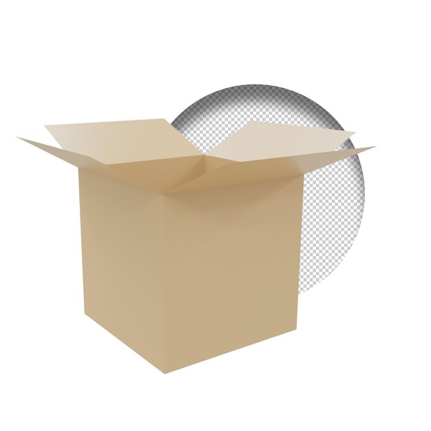 PSD cardboard icon. 3d render illustration