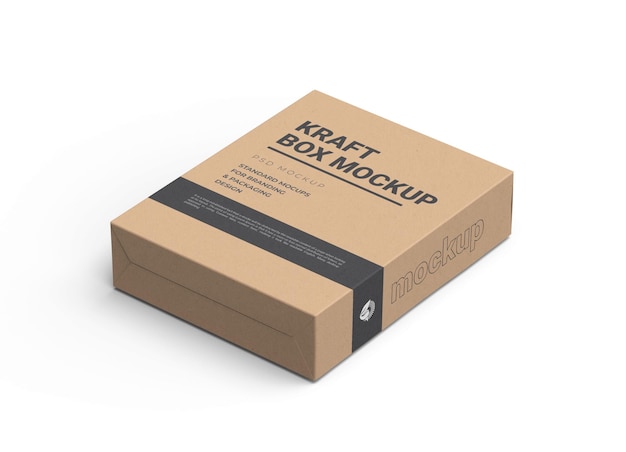 cardboard kraft box packaging mockup psd for products