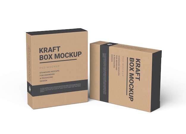 Cardboard kraft box packaging mockup psd for products