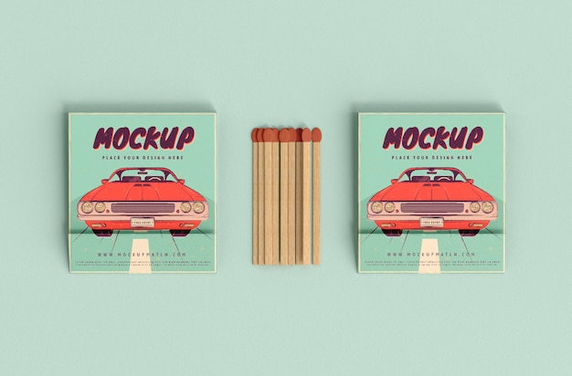 PSD cardboard matchbox mock-up design