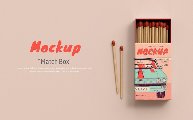 PSD cardboard matchbox mock-up design