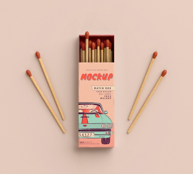 PSD cardboard matchbox mock-up design