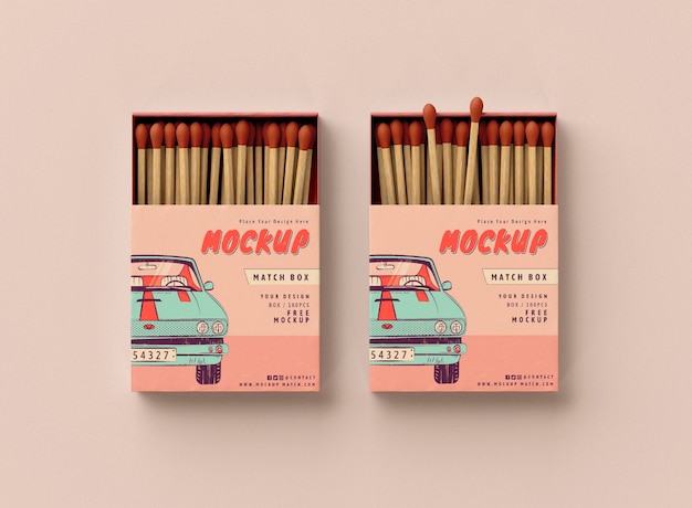 PSD cardboard matchbox mock-up design