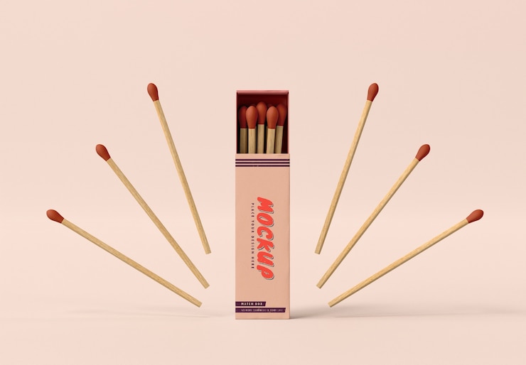 PSD cardboard matchbox mock-up design