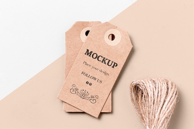 PSD cardboard mock-up clothing labels and thread