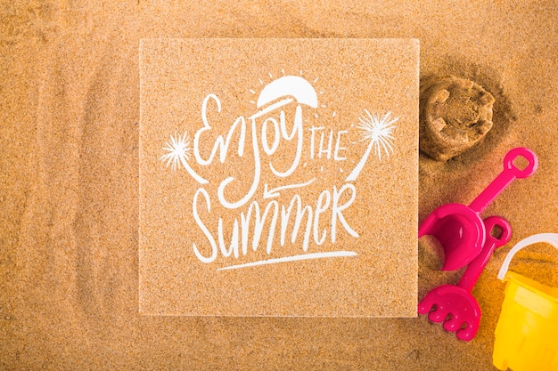 PSD cardboard mockup on sand