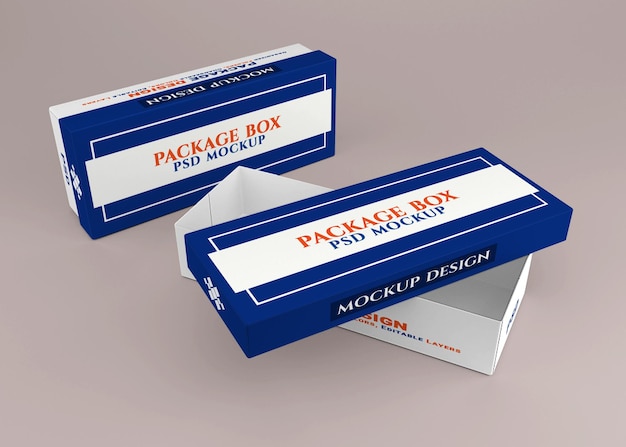 PSD cardboard package box mockup design