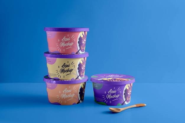 PSD cardboard packaging for acai food