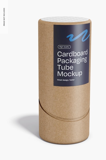 Cardboard packaging tube with label mockup left view