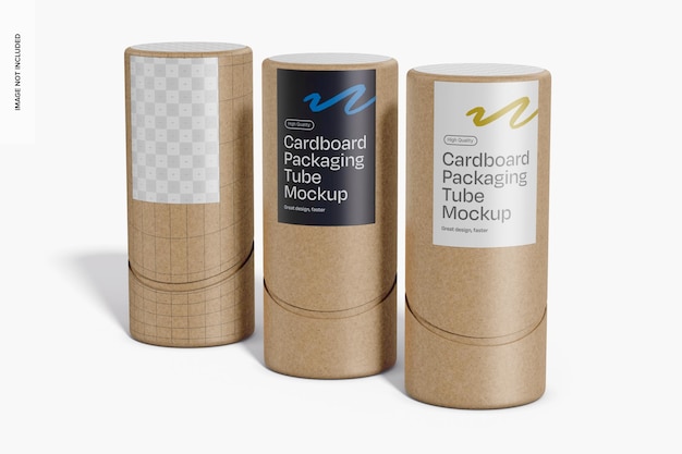 PSD cardboard packaging tube with label set mockup