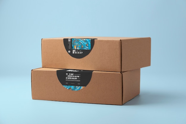 Cardboard packaging with security sticker mock-up