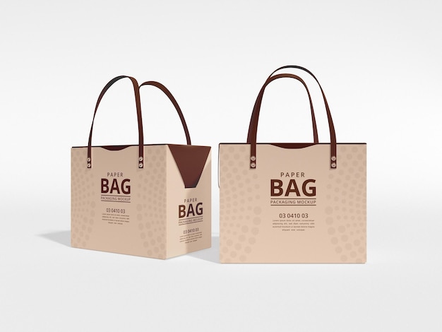 Cardboard paper bag with handle mockup