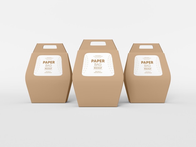 Cardboard paper bag with handle mockup