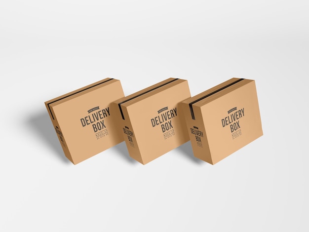 Cardboard paper delivery box packaging mockup