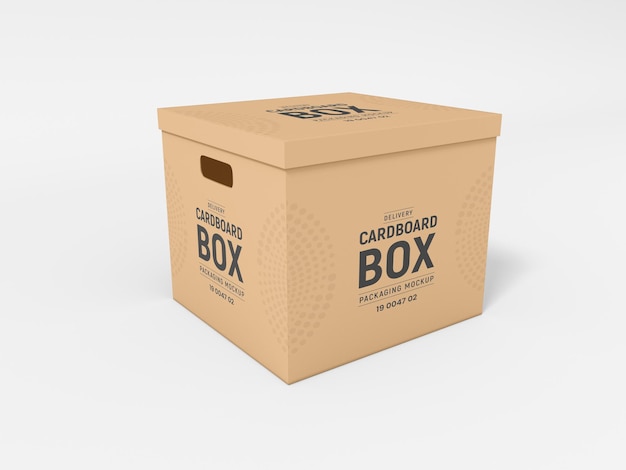 Cardboard paper delivery box packaging mockup