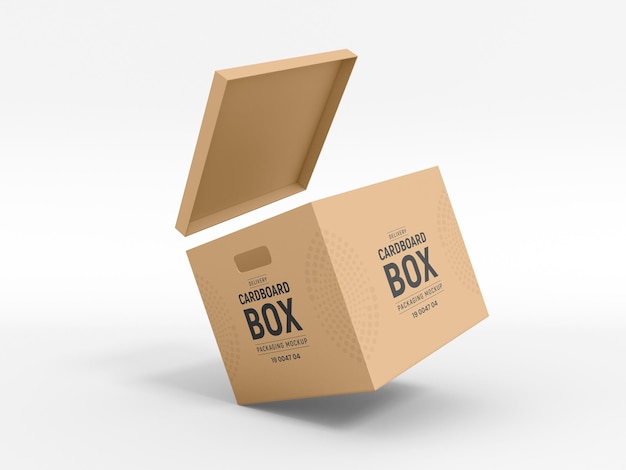 PSD cardboard paper delivery box packaging mockup